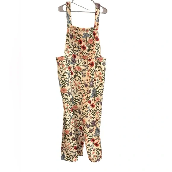 CIDER NWT CORDUROY FLORAL WIDE LEG OVERALLS 1X - Picture 3 of 7